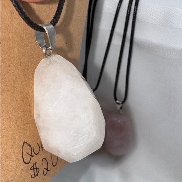 amethyst Quartz Agate 5 necklaces, 1.75 - 2.25” pendants all on 9” core SET of 5 - Picture 7 of 7